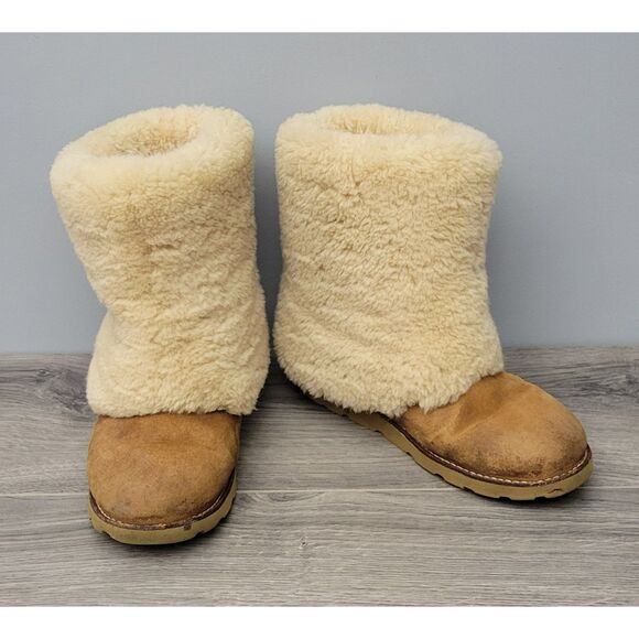 UGG Australia Maylin Suede Sheepskin Chestnut Brown Womens Size 7 Boots - Picture 1 of 15